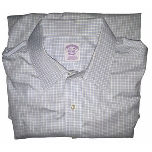 BROOKS BROTHERS MEN'S SHIRT BLUE CHECKED 100% AMER SUPIMA COTTON SIZE 16 1/2-33